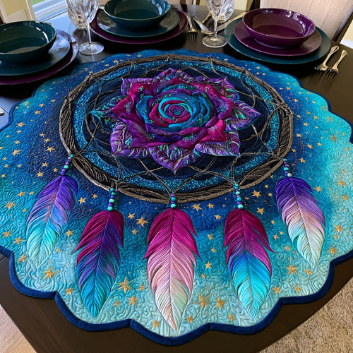 Purple Rose Custom Shape Quilted Table Topper NCU0LV234
