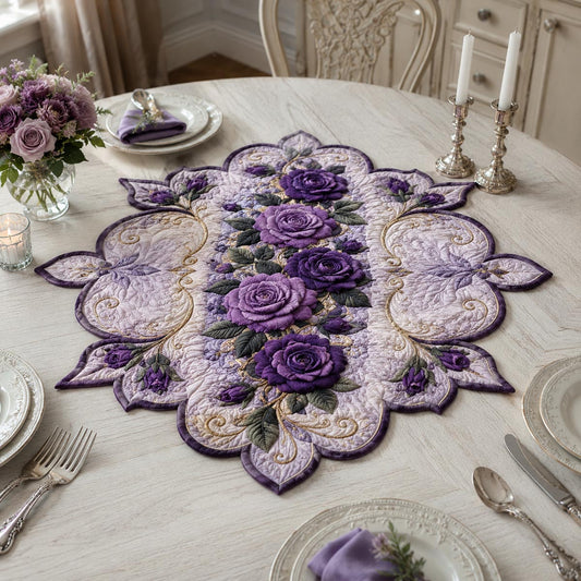 Purple Rose Garland Custom Shape Quilted Table Topper SN0DV466