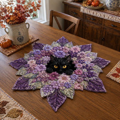 Purple Star Cat Custom Shape Quilted Table Topper SN0DV225