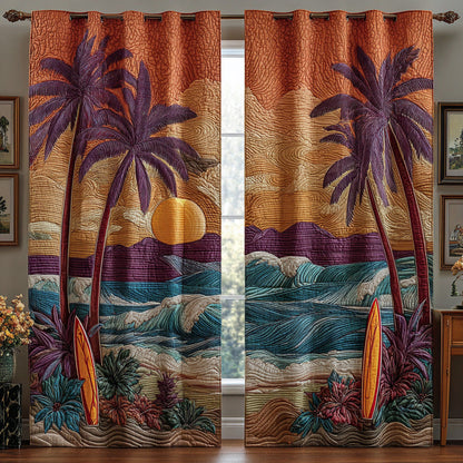 Purple Sunset Shore Quilted Curtains NCU0DH821
