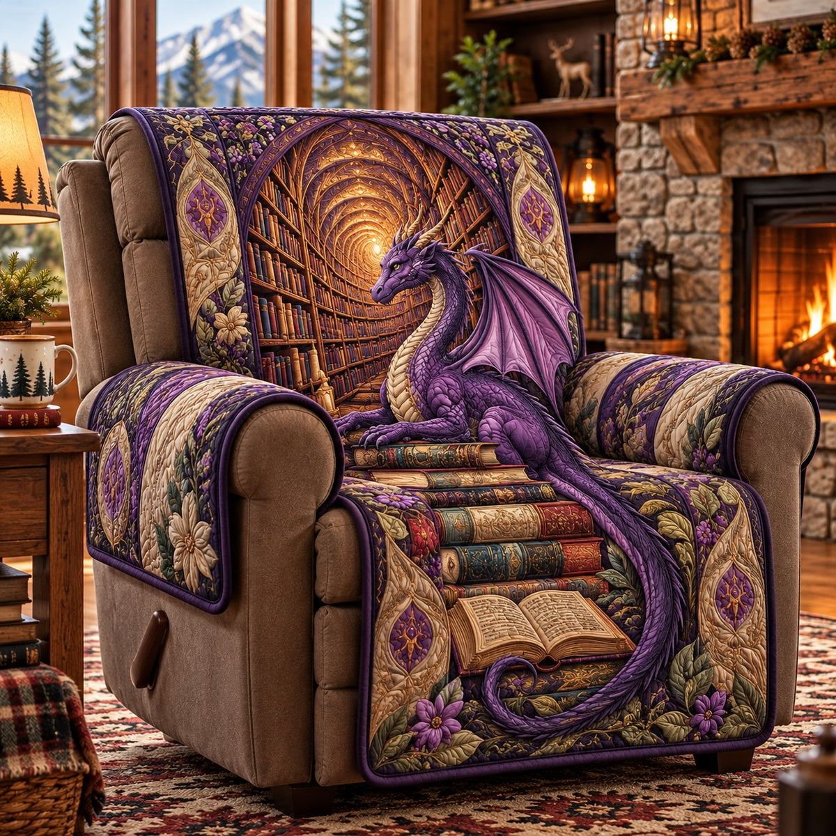 Purple Tunnel Dragon Quilted Sofa Cover SN0PT1435