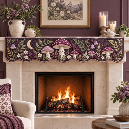 Purple Twilight Mushrooms Quilted Mantel Scarf SN0HH0989