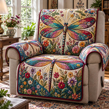 Rainbow Bloom Dragonfly Quilted Sofa Cover SN0DV1075