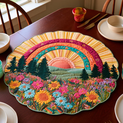 Rainbow Meadow Custom Shape Quilted Table Topper NCU0LV275