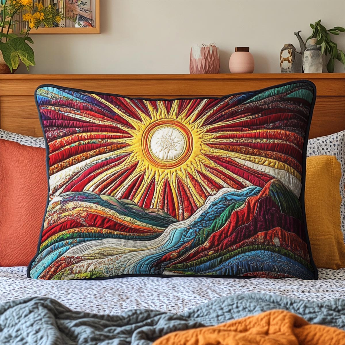 Rainbow River Quilted Bedding Pillow Case NCU0NVH070