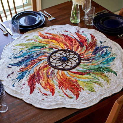 Rainbow Swirl Custom Shape Quilted Table Topper NCU0LV251