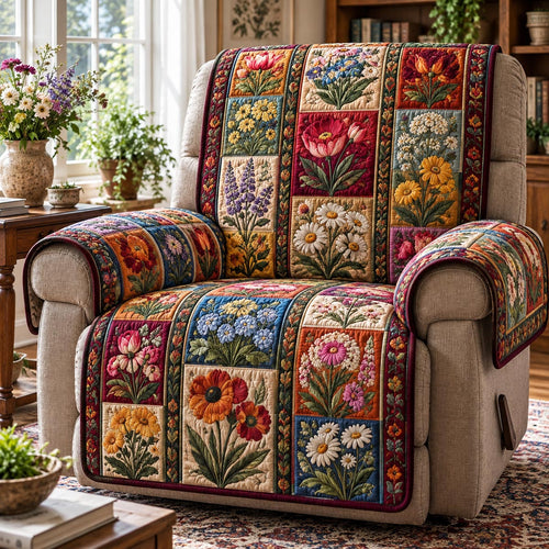 Rainbow Wildflower Garden Quilted Sofa Cover SN0DV1081