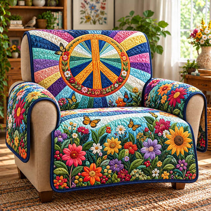Rainbow Wildflower Peace Quilted Sofa Cover SN0HH1017
