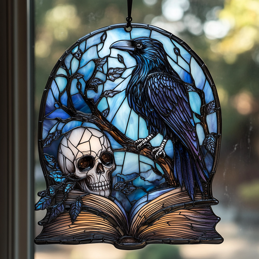 Raven Skull Halloween - Window Hanging Suncatcher NCU0PD025