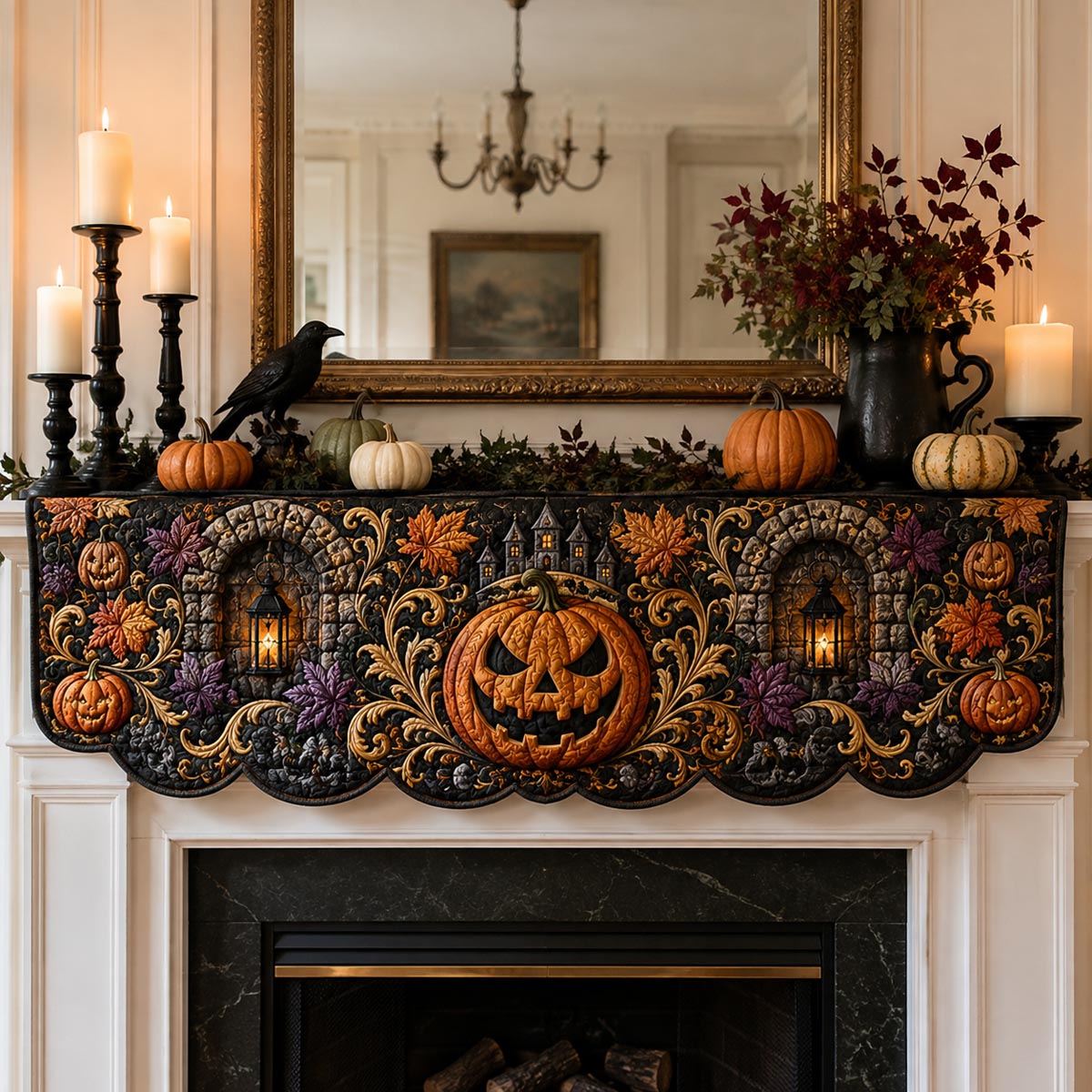 Raven Pumpkin Court Quilted Mantle Scarf SN0DV287