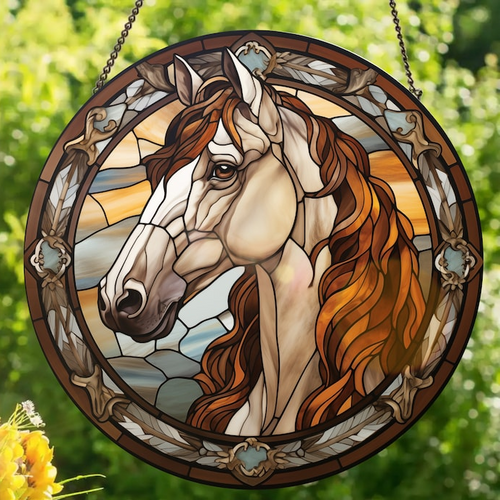 Red Dun Horse - Stained Glass Window Hanging Suncatcher NCU0VL005