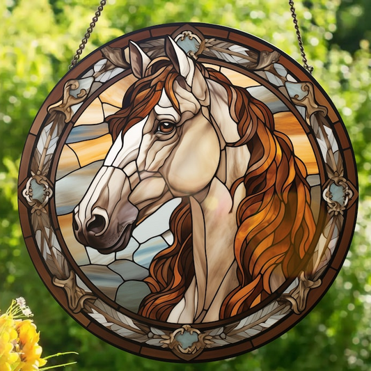Red Dun Horse - Stained Glass Window Hanging Suncatcher NCU0VL005