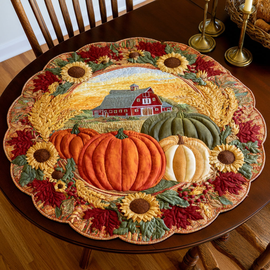 Red Barn Custom Shape Quilted Table Topper NCU0LV179