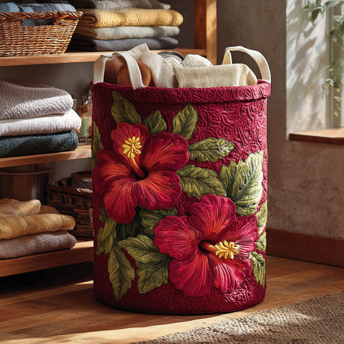Red Bloom Quilted Laundry Basket NCU0NTV156