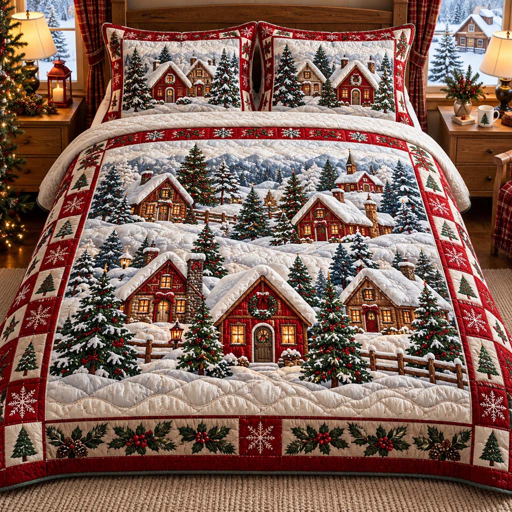 Red Cottage Village Quilted Bedding Set V2 SN0HH1039
