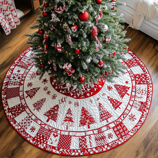 Red Delight Christmas Quilted Tree Skirt NCU0NT2227