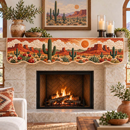 Red Mesa Cactus Quilted Mantel Scarf SN0HH0980