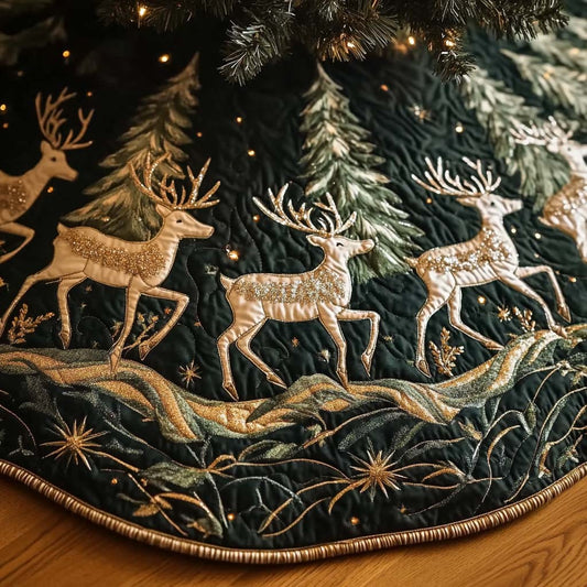 Reindeer Journey Christmas Quilted Tree Skirt NCU0DK10490