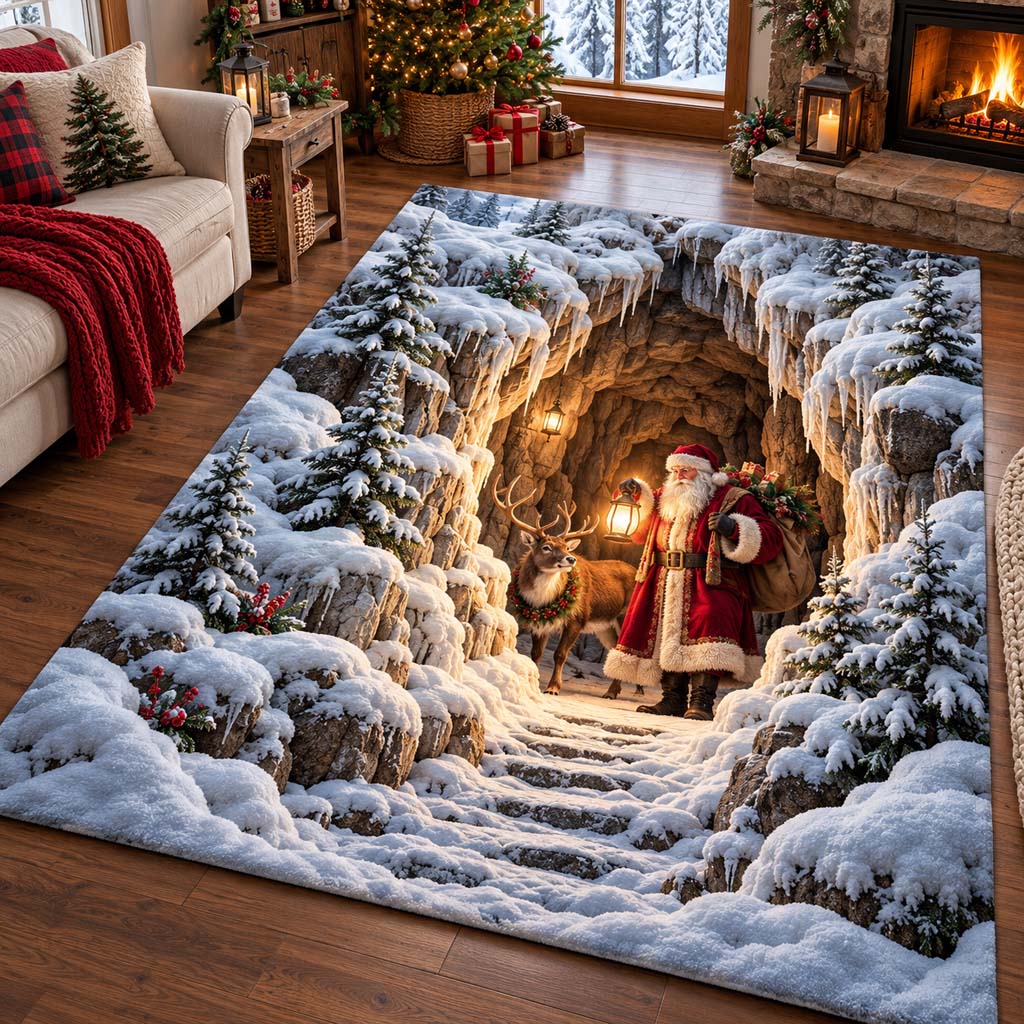 Reindeer Lantern Santa Area Rug SN0HH1051