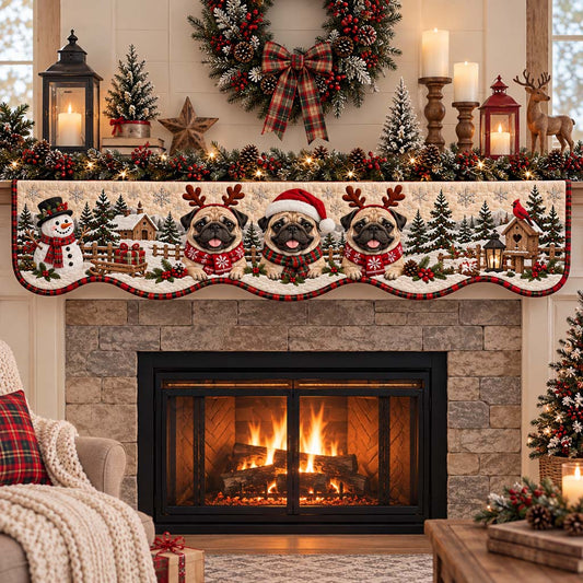 Reindeer Pug Quilted Mantel Scarf SN0HH0677