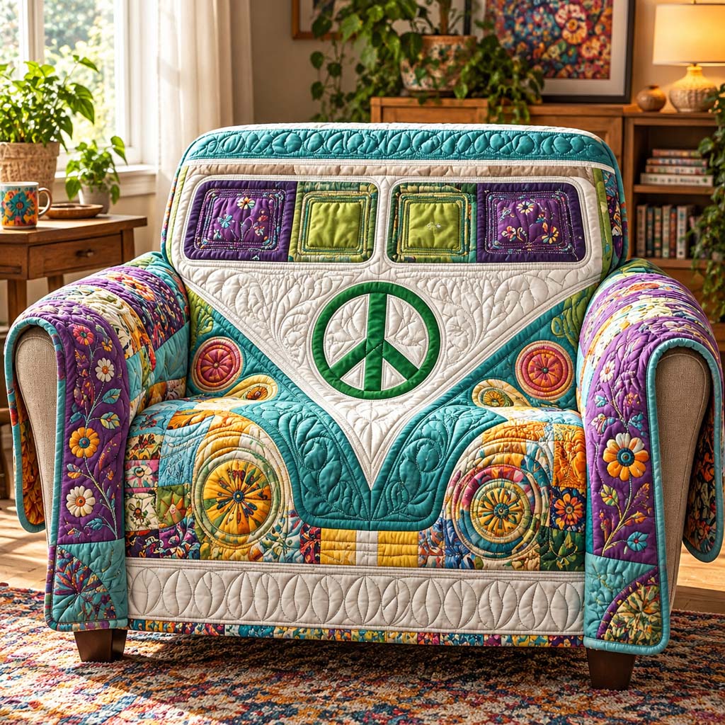 Retro Peace Van Quilted Sofa Cover SN0HH1019