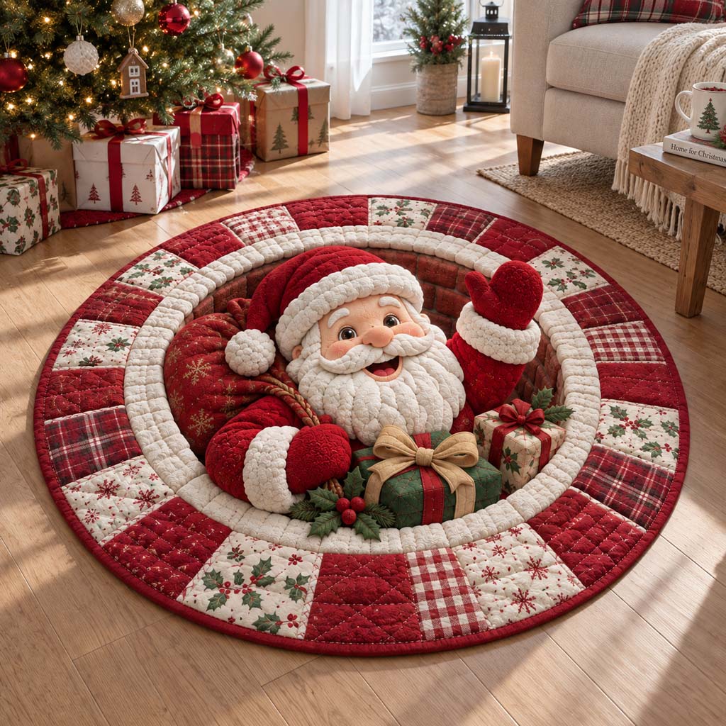 Ribbon Santa Quilted Round Mat SN0HH0441