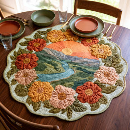 River Blossoms Custom Shape Quilted Table Topper NCU0LV272