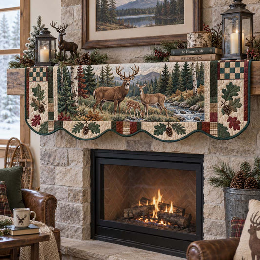 Riverbank Deer Glade Quilted Mantel Scarf SN0HH0336
