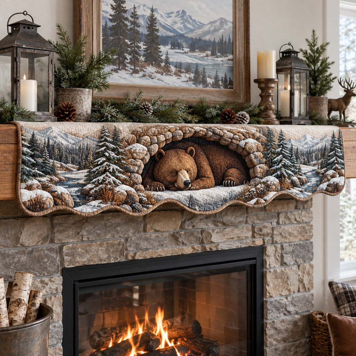 Riverside Bear Stroll Quilted Mantel Scarf SN0PT1409