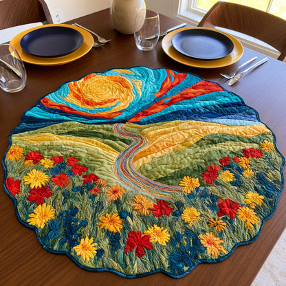Rolling Hills Custom Shape Quilted Table Topper NCU0LV259