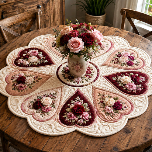 Romantic Bloom Custom Shape Quilted Table Topper SN0TV090