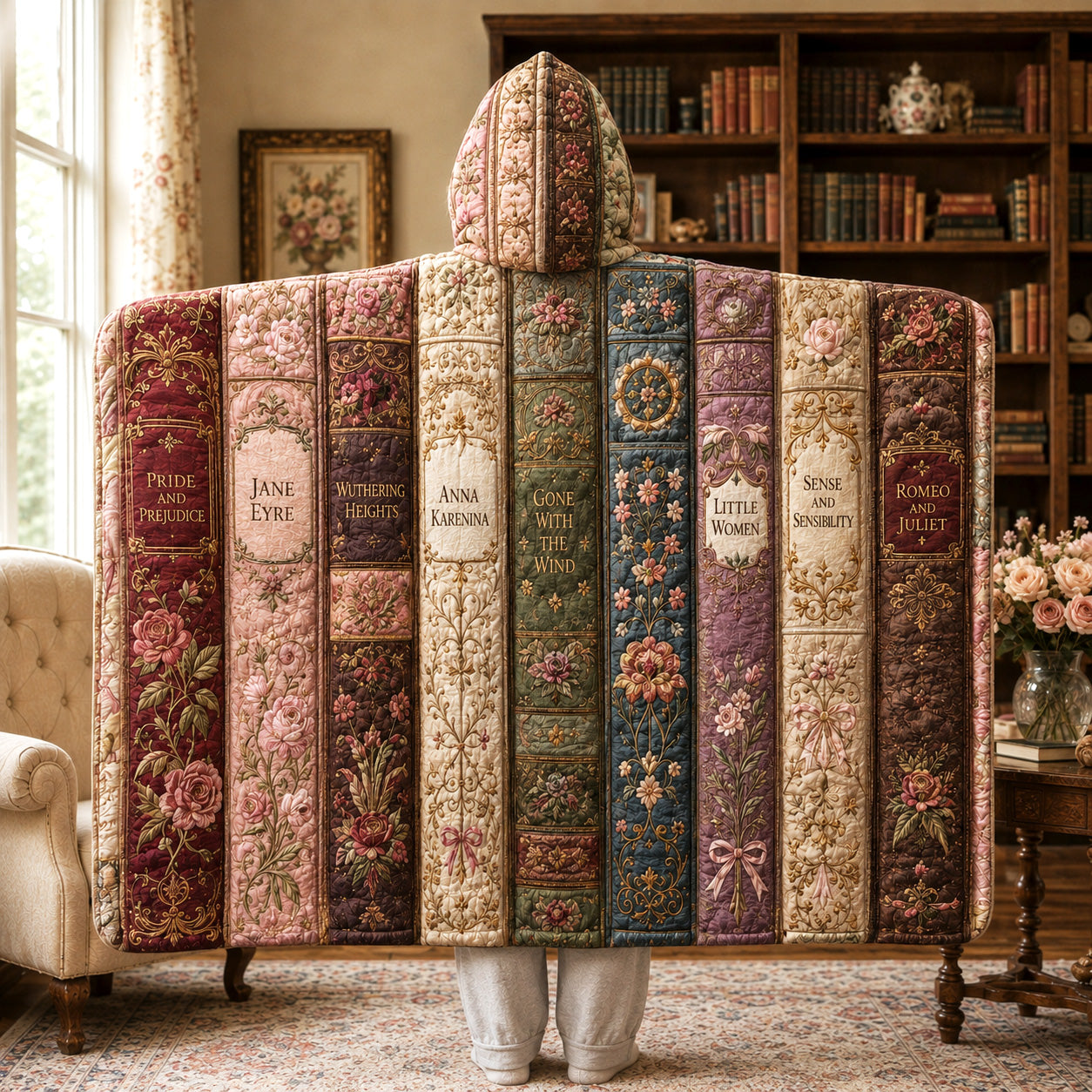 Romantic Chapters Quilted Hooded Blanket SN0TV141