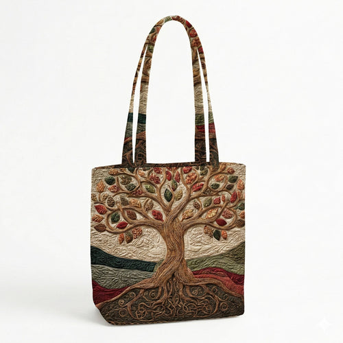 Rooted Harmony Quilted Zipper Tote bag SN0NT012