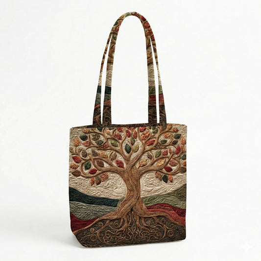 Rooted Harmony Quilted Zipper Tote bag SN0NT012