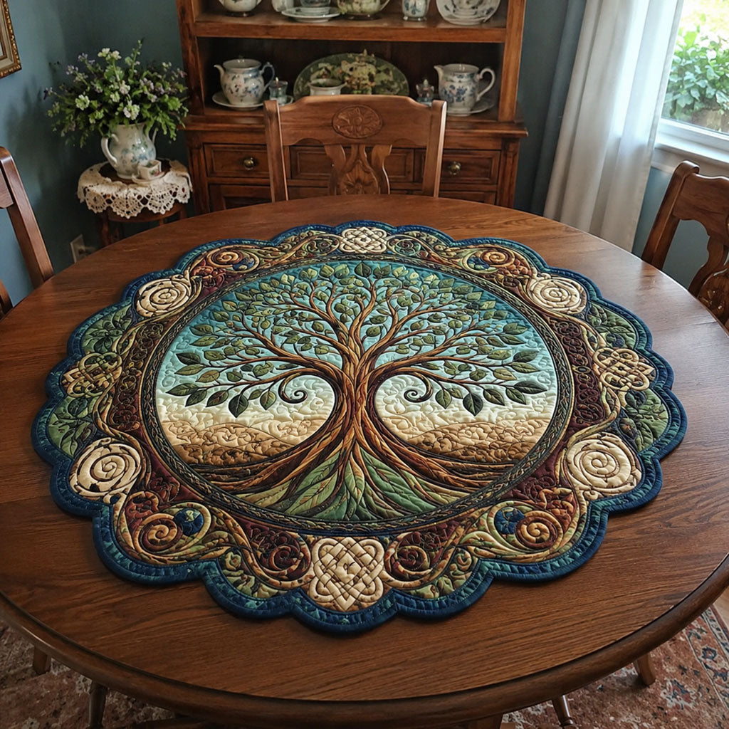Roots of Life Custom Shape Quilted Table Topper SN0PT733