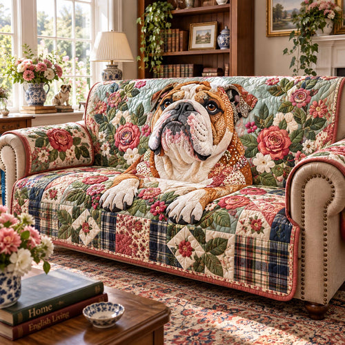 Rose Garden Bulldog Quilted Sofa Cover SN0DV655