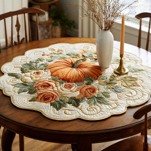 Rose Pumpkin Custom Shape Quilted Table Topper NCU0LV165