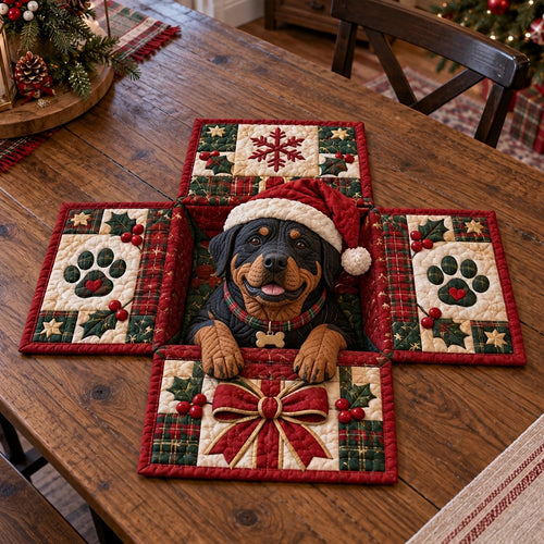 Rottweiler Gift Box Custom Shape Quilted Table Topper SN0TV558