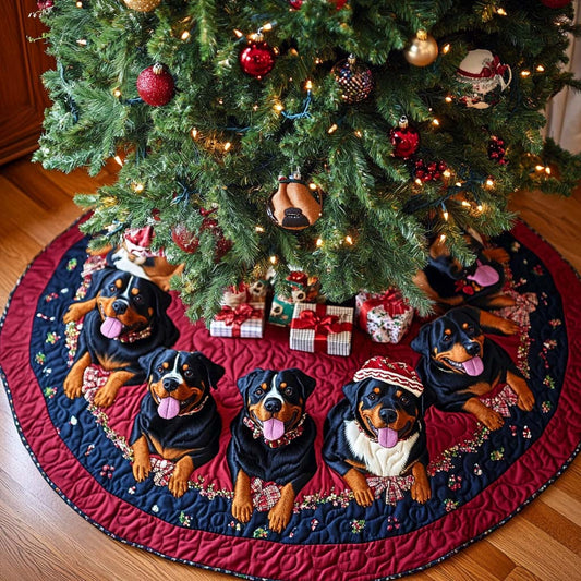 Rottweiler Joy Christmas Quilted Tree Skirt NCU0DK10652