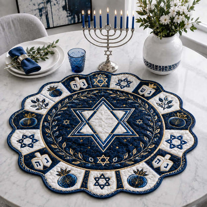 Royal Hanukkah Pomegranate Custom Shape Quilted Table Topper SN0HH0190