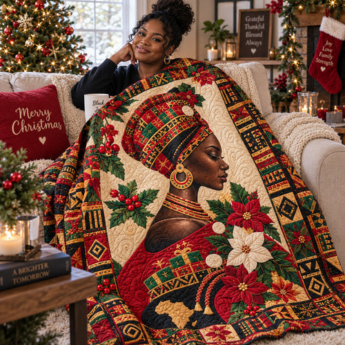 Royal Black Woman Christmas Quilted Blanket SN0PT1308