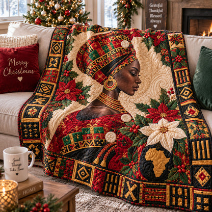 Royal Black Woman Christmas Quilted Blanket SN0PT1308