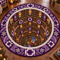 Royal Blue Snowman Christmas Library Vortex Quilted Round Mat SN0PT1214