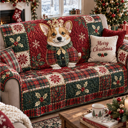 Royal Corgi Christmas Quilted Sofa Cover SN0PT1321