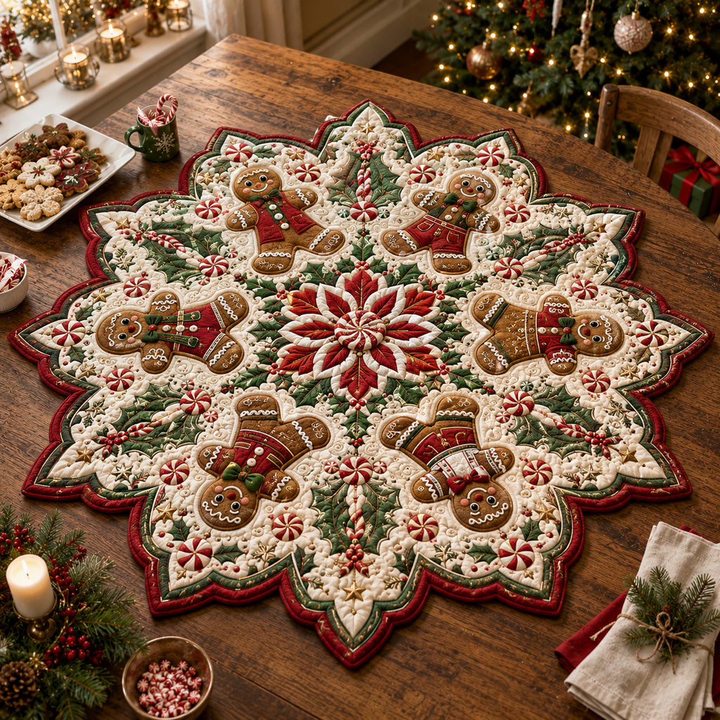 Royal Gingerbread Man Custom Shape Quilted Table Topper SN0HH0094