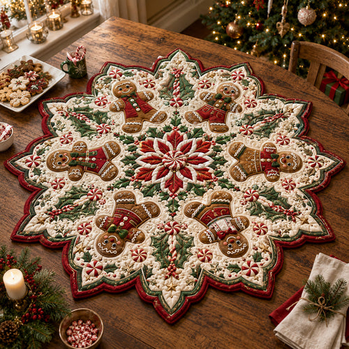Royal Gingerbread Man Custom Shape Quilted Table Topper SN0HH0094