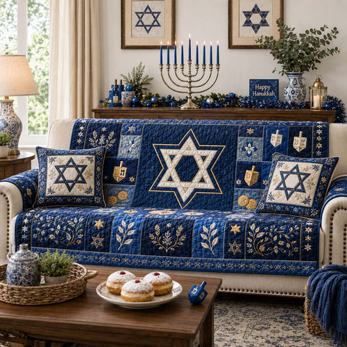 Royal Hanukkah Mosaic Quilted Sofa Cover SN0HH0207