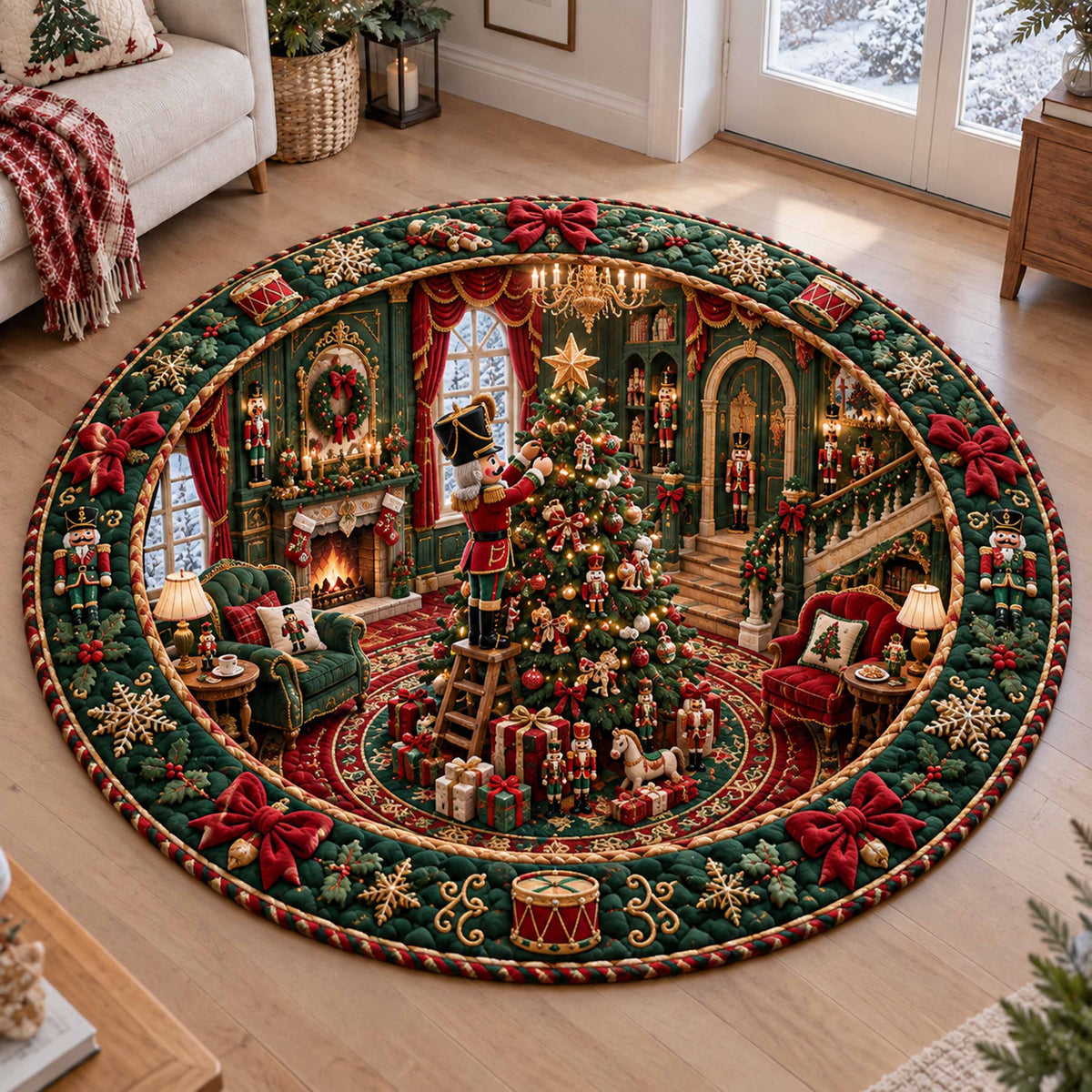 Hidden Living Room Quilted Round Mat NCU0SN013