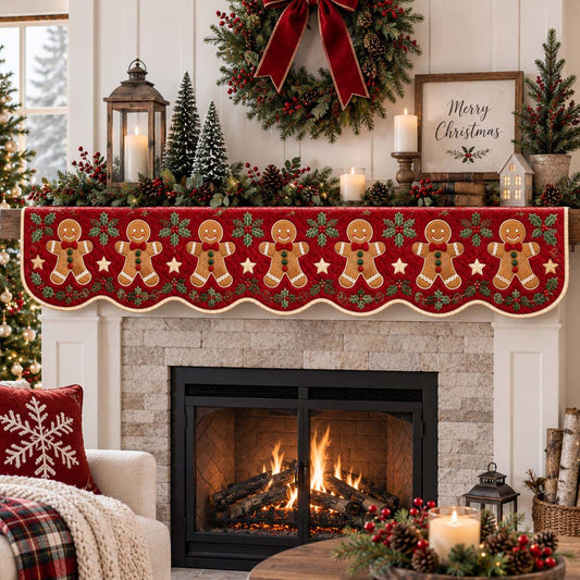 Ruby Gingerbread Row Quilted Mantel Scarf SN0HH0325