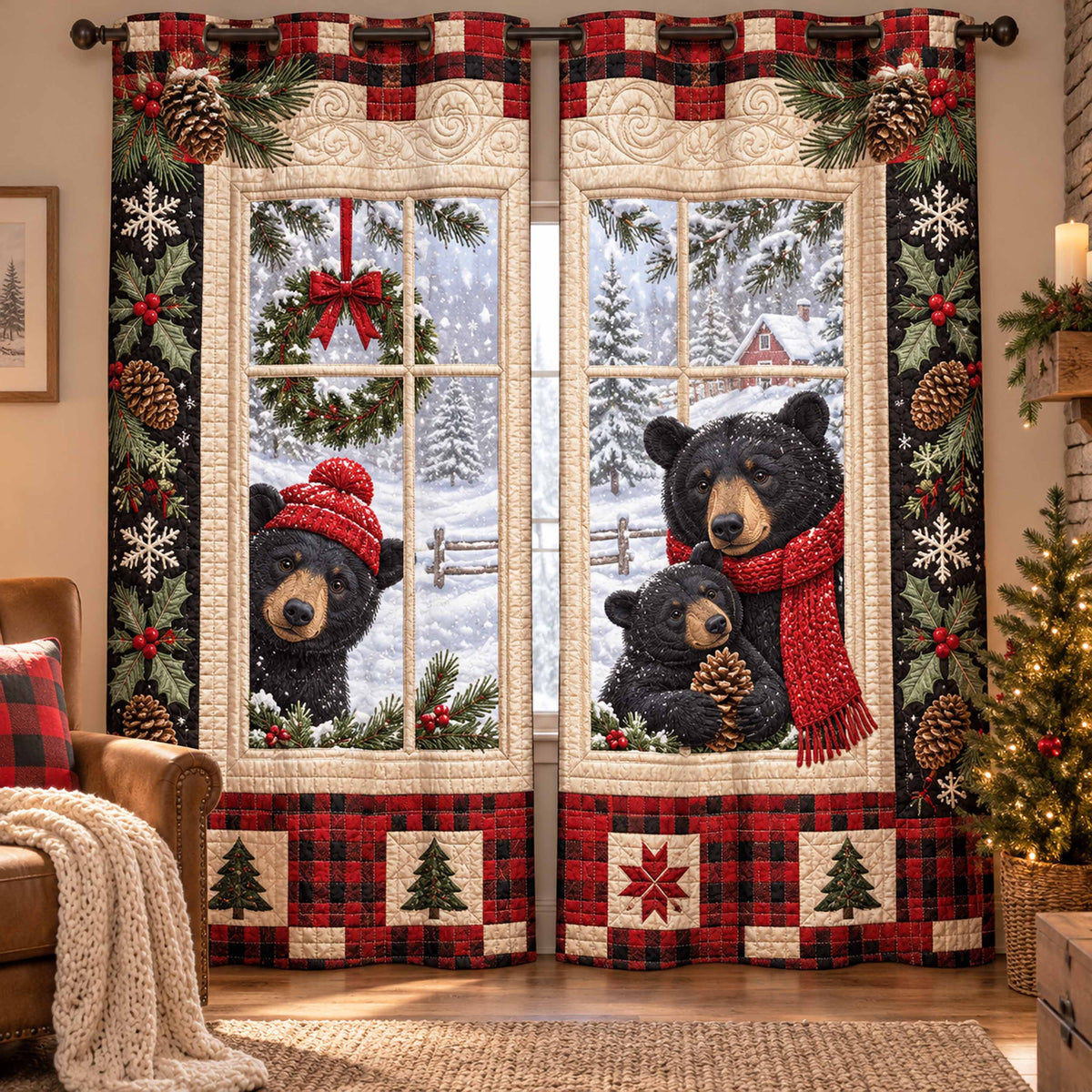 Rugged Bear Quilted Curtains SN0TD1118